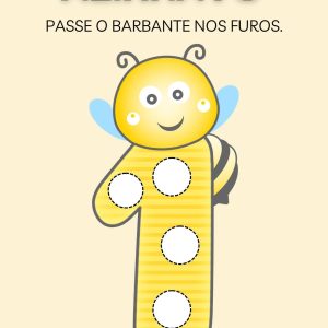 Alinhavos dos numerais de 0 a 9 (Tema abelhinha)🐝