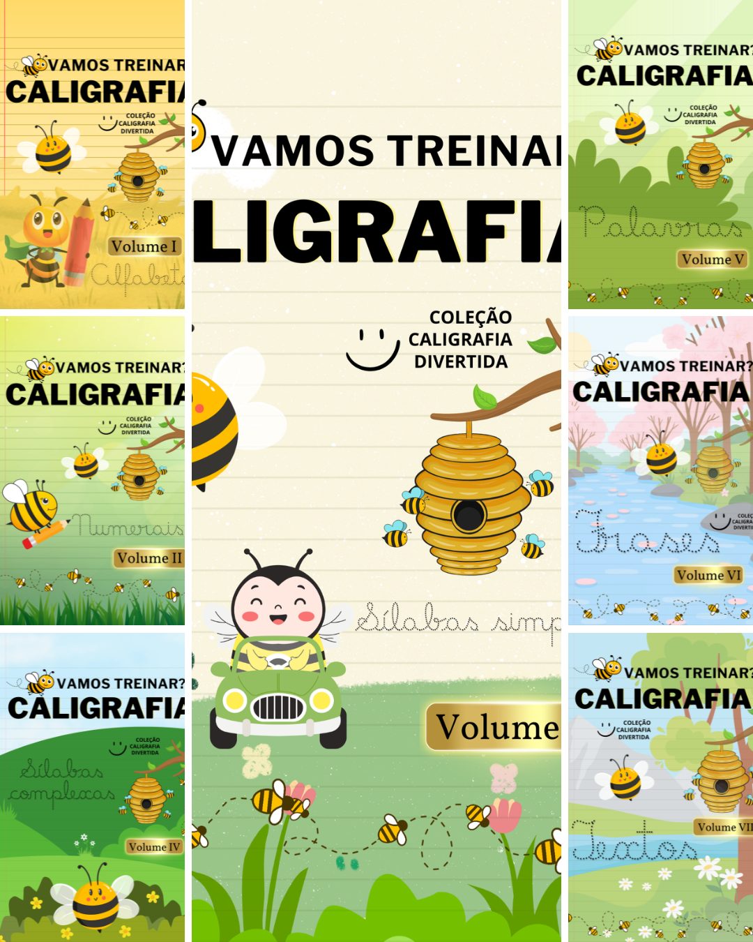 COMBO: CALIGRAFIA DIVERTIDA - COLEÇÃO COMPLETA COM 7 VOLUMES